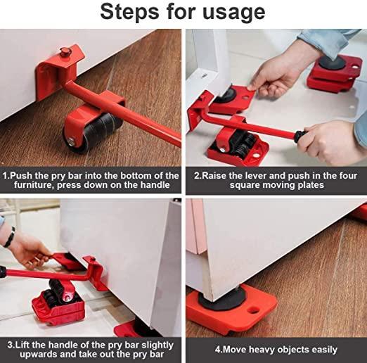 Furniture Lifter - Heavy Duty Furniture Shifting Lifting Moving Tool with Wheel Pads